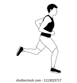 Fitness man running in black and white