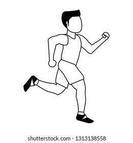 fitness man running black and white