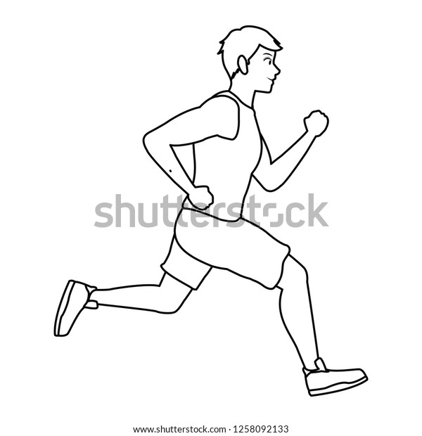 Fitness Man Running Black White Stock Vector (Royalty Free) 1258092133 ...