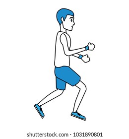 Fitness man running cartoon