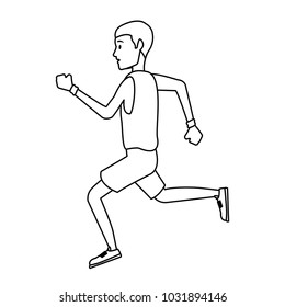 Fitness man running cartoon