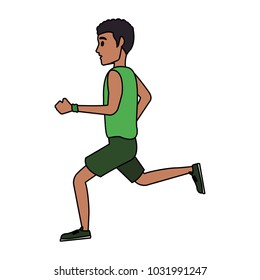 Fitness man running cartoon