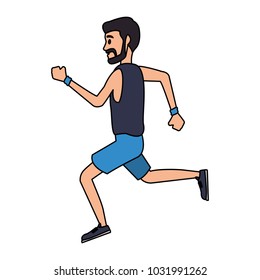 Fitness Man Running Cartoon