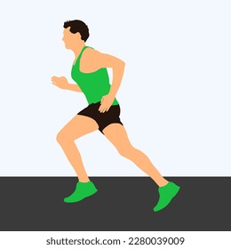 Fitness man running flat illustration