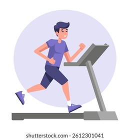 Fitness. Man running on a treadmill during a fitness workout. Sports and lifestyle.