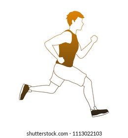 Fitness man running in orange lines
