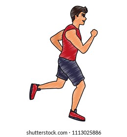 Fitness man running scribble