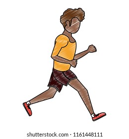 Fitness man running scribble
