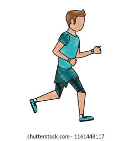 Fitness man running scribble