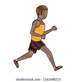 Fitness man running scribble