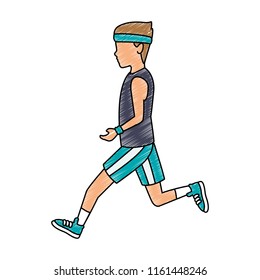Fitness man running scribble
