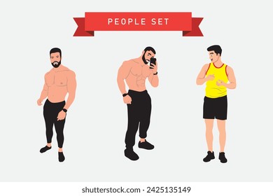 Equipo de fitness. Ilustración vectorial en estilo plano.
