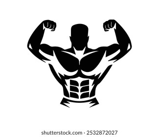 Silueta del hombre de la aptitud, logotipo de la aptitud y del gimnasio, Ilustración vectorial, logotipo del gimnasio