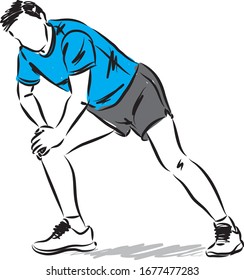 fitness man stetching legs vector illustration
