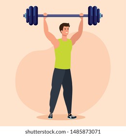fitness man with wight to exercise activity