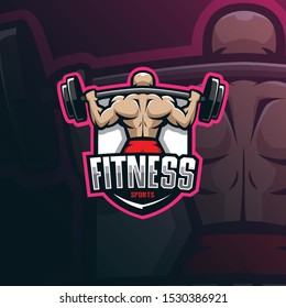 fitness mascot logo design vector with modern illustration concept style for badge, emblem and tshirt printing. fitness illustration for sport team.