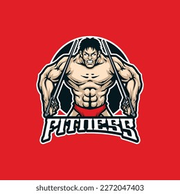 Fitness mascot logo design vector with modern illustration concept style for badge, emblem and t shirt printing. Strong fitness illustration.