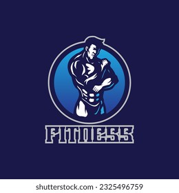 Fitness mascot logo design vector with modern illustration concept style for badge, emblem and t shirt printing. Body fitness illustration.