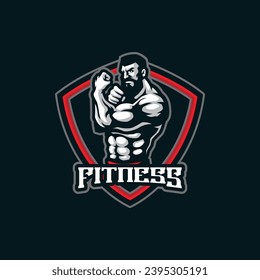 Fitness mascot logo design vector with modern illustration concept style for badge, emblem and t shirt printing. Fitness illustration concept.