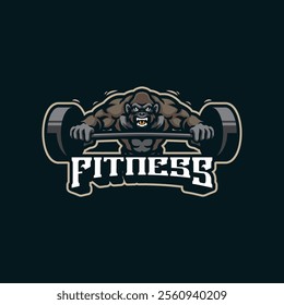 Fitness mascot logo design vector. Gorilla fitness illustration.