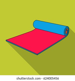 Fitness mat icon in flat style isolated on green background. Sport and fitness symbol stock vector illustration.