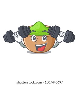 Fitness matcha powder in a character bowl