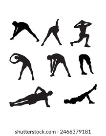 Fitness men working out, GYM silhouette, Athletic bandle