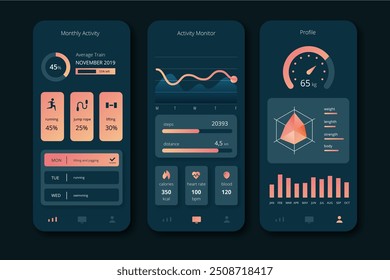 Fitness móvel app infográfico modelo de vetor de estilo plano design em eps 10