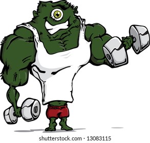 Fitness Monster training with bar bells.