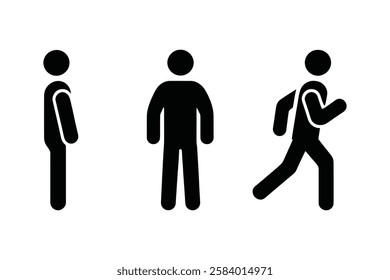 Fitness Motion Icons – Human Standing, Walking, and Running