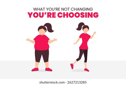 Fitness Motivation Illustration of Weight Loss Transformation with Inspirational Quote