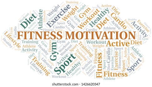Fitness Motivation word cloud. Wordcloud made with text only.