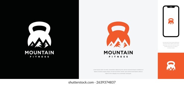fitness mountain logo design . fitness gym logo icon with nature mountain . logo symbol for fitness	