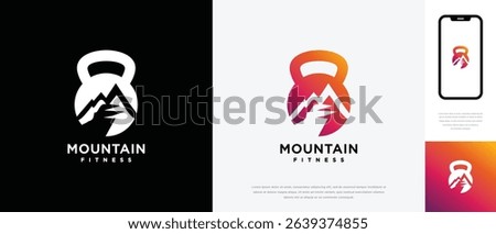 fitness mountain logo design . fitness gym logo icon with nature mountain . logo symbol for fitness	