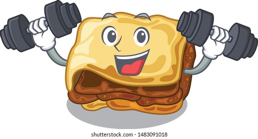 Fitness moussaka with in the mascot shape