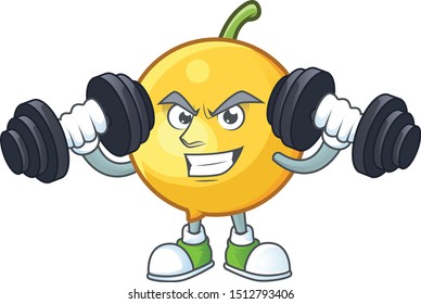 Fitness mundu fruit mascot on white background.