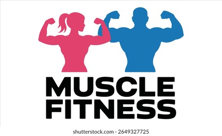 Fitness and Muscle Strength Vector for Men and Women - Gym Workout Silhouettes.