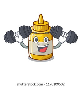 Fitness mustard bottle container cartoon with no label