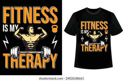 Fitness is my therapy t-shirt design. New Gym t-shirt design.