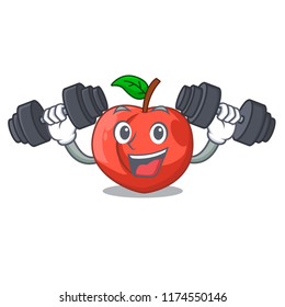 Fitness nectarine with leaf isolated on cartoon