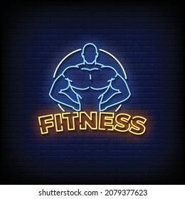 Fitness Neon Signs Style Text Vector