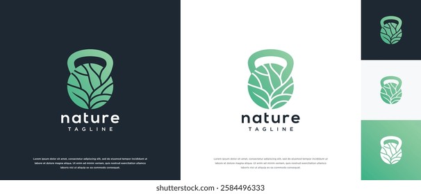 Fitness nutrition logo design . Nature gym fitness logo template . Fitness logo symbol icon