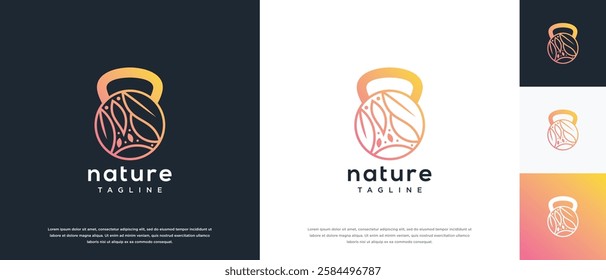 Fitness nutrition logo design . Nature gym fitness logo template . Fitness logo symbol icon