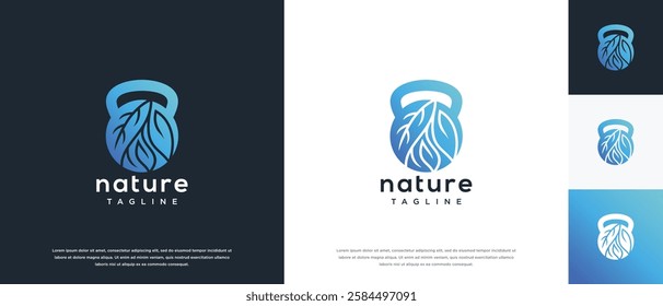 Fitness nutrition logo design . Nature gym fitness logo template . Fitness logo symbol icon