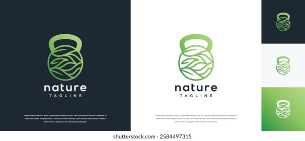 Fitness nutrition logo design . Nature gym fitness logo template . Fitness logo symbol icon