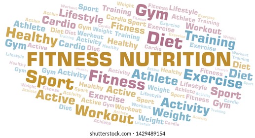 Fitness Nutrition word cloud. Wordcloud made with text only.