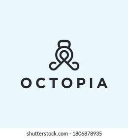 logotipo de kettlebell octopus. icono de fitness