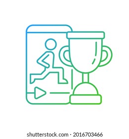 Fitness Online Challenge Gradient Linear Vector Icon. Virtual Corporate And Private Wellness Initiatives.Thin Line Color Symbols. Modern Style Pictogram. Vector Isolated Outline Drawing