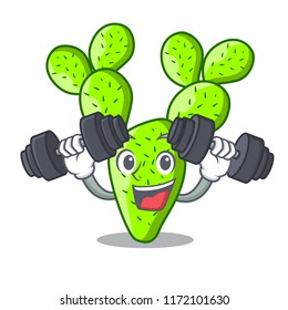 Fitness opuntia cactus isolated on character cartoon