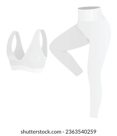 Fitness outfit, top and leggings. vector